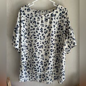 5 for $10 Red Lolly Navy and Cream Leopard Print Top